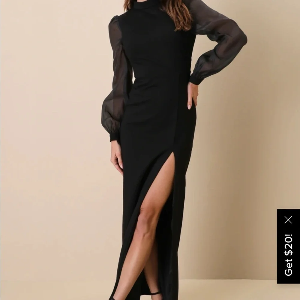 Lulus Seeking Sophistication Black Backless Balloon
Sheer Sleeve Maxi Dress, XL - Picture 12 of 13